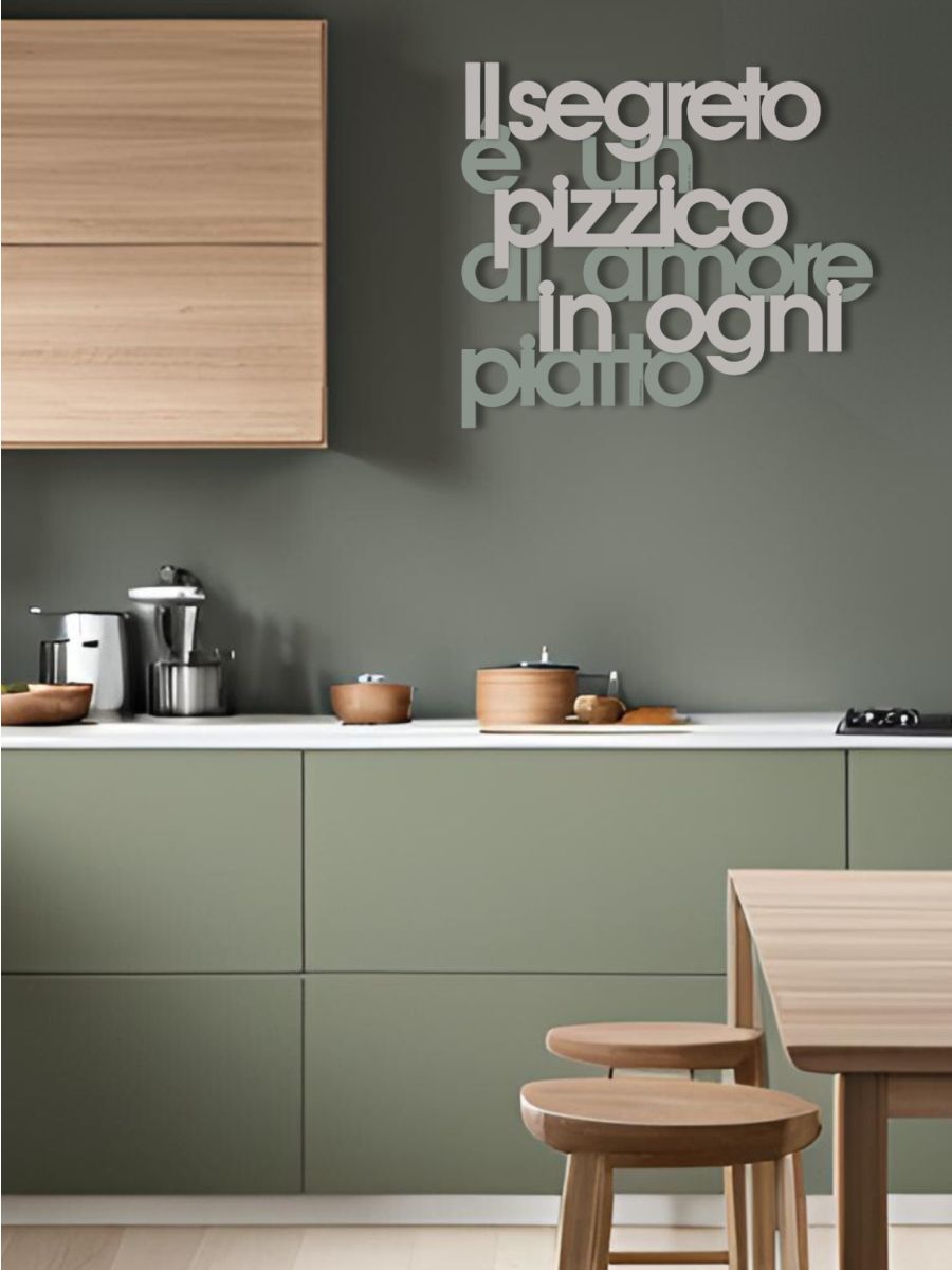 Scritta da parete "Il segreto è un pizzico di..." in legno di CalleaDesign